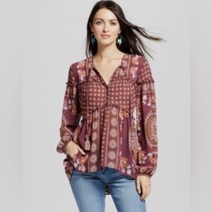 Knox Rose Purple Floral Blouse